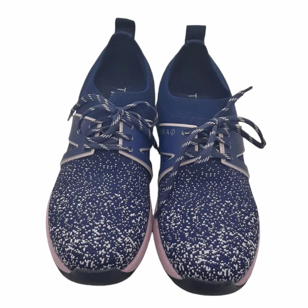 TRAQ By Alegria QOOL Lavender Navy & Lavender Lace Up Athletic Sneakers SZ 37 - Picture 3 of 12
